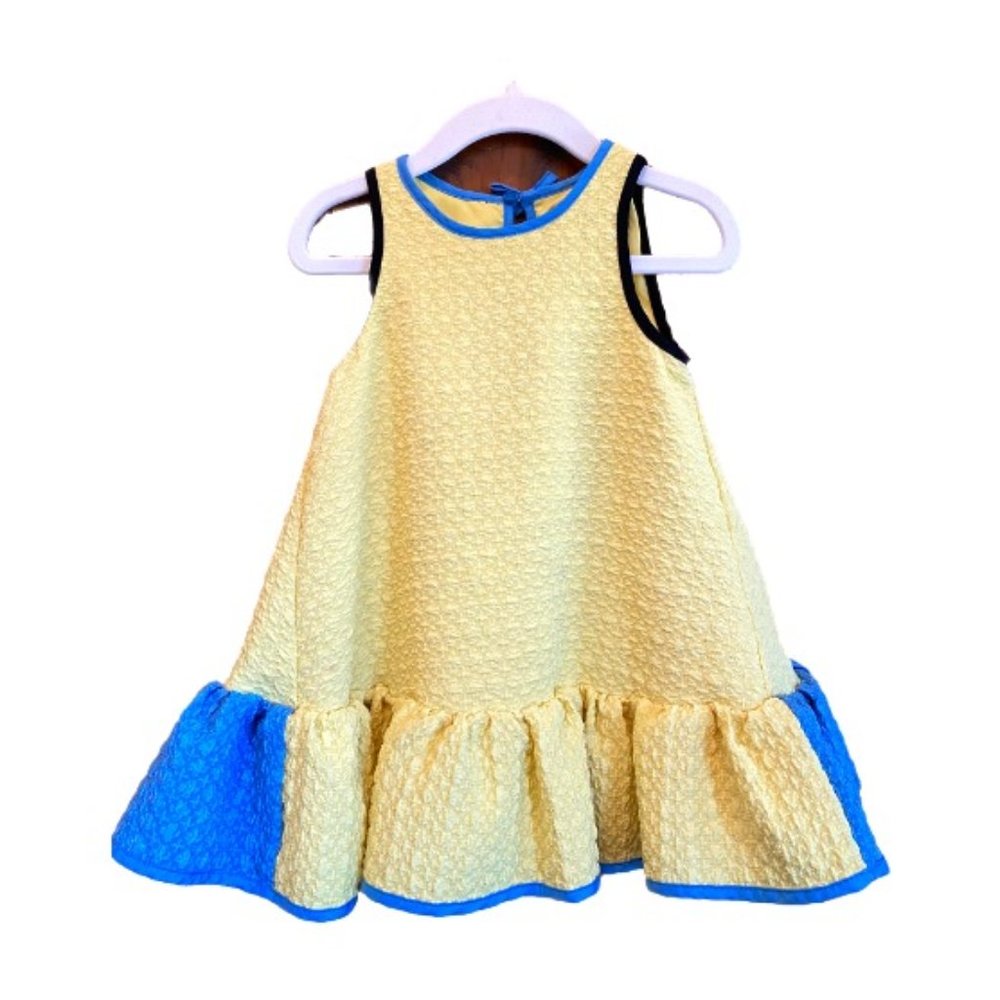 Victoria Beckham Girls' Yellow Cloque Ruffle Dress (Sz 2T)